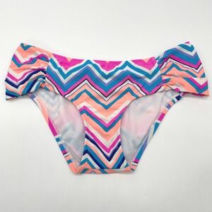Arizona Jean Bikini Bottom Women Medium Zig Zag Ruffle Stretch Indie Boho Swim